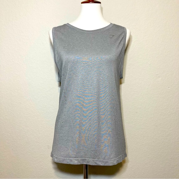 Gymshark Tops - GYMSHARK Silver Gray Athletic Work Out Tank Top with Cross Over Back Size Small